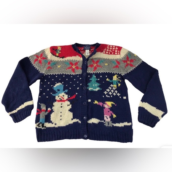 Woolrich Vintage Woman's Wool Holiday Cardigan Sweater